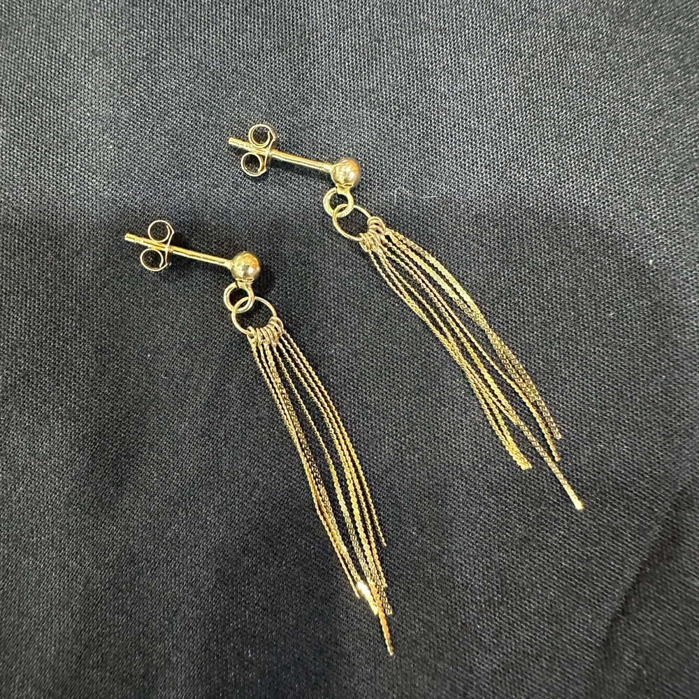 Beautiful 14k Yellow Gold Multi Strand Earrings